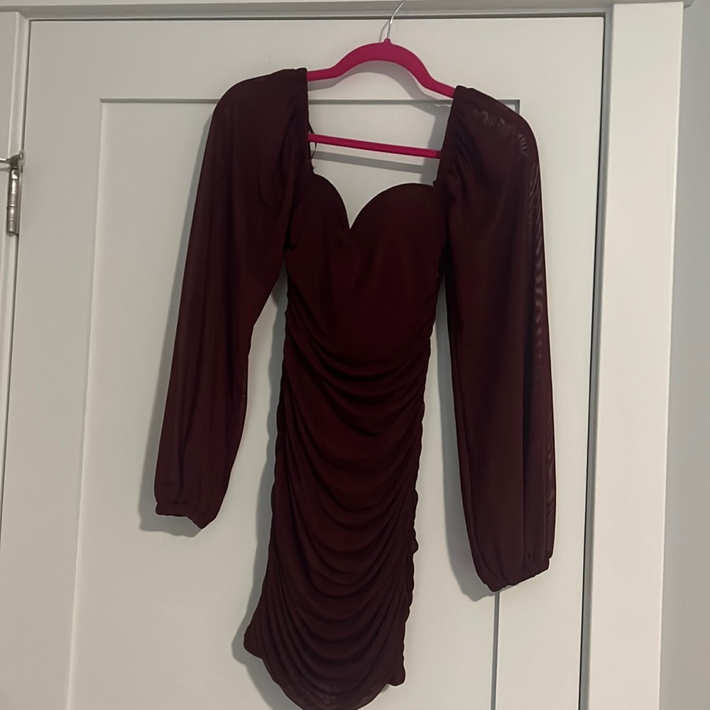 Maroon rouged dress